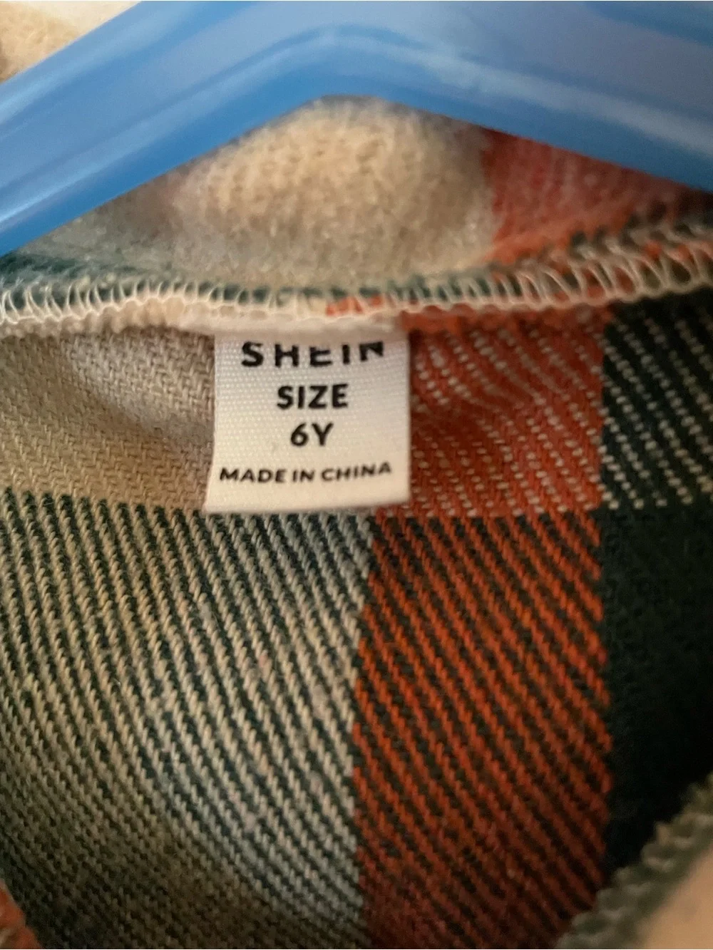 SHEIN Green Cream and Orange Plaid Button-Down Jacket
